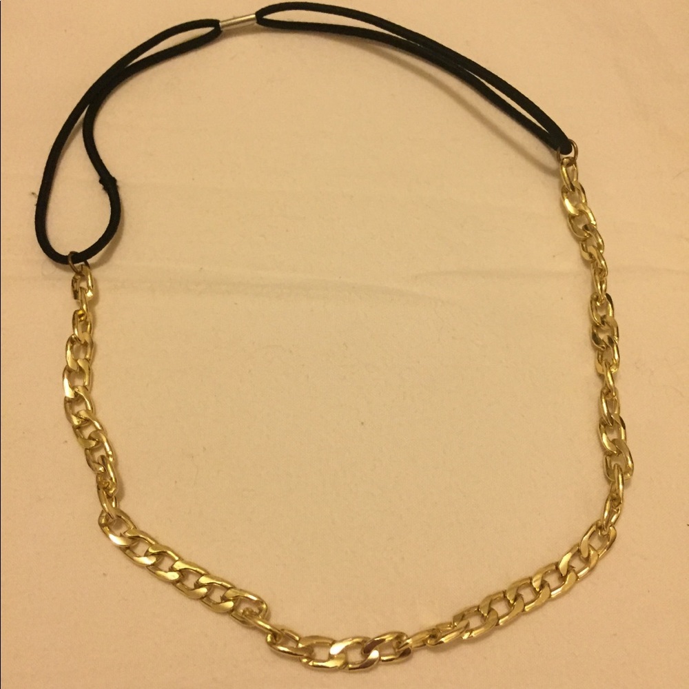 SOLD-Gold Chain Elastic Head Band